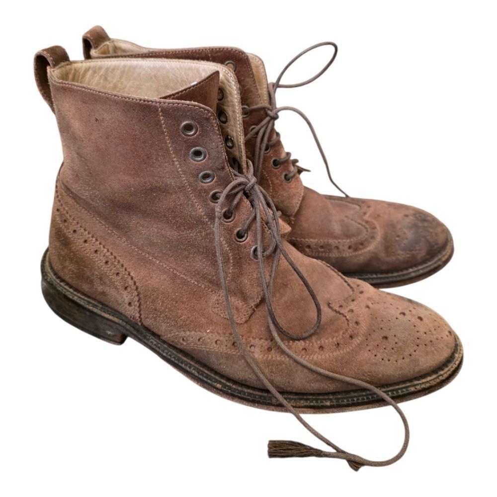 BILLY REID Oiled Suede Wingtip Brogue Boots‎ - Size 8 1/2